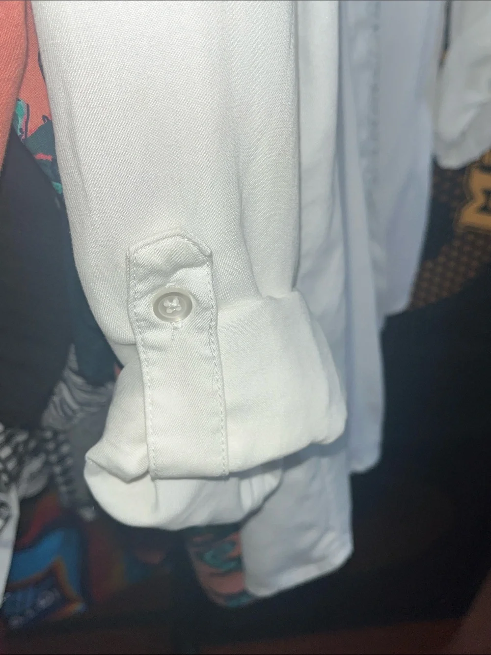 Chico's white/light ivory Collared Shirt with fringe detail - Picture 5 of 6